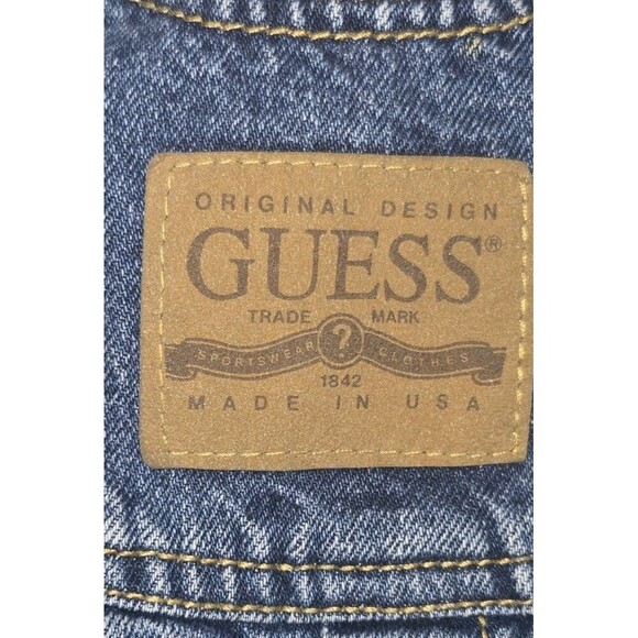 Vintage Guess Denim Overalls Leather Patch Clip Toddler Girl Boy 18 Months USA - Picture 3 of 9